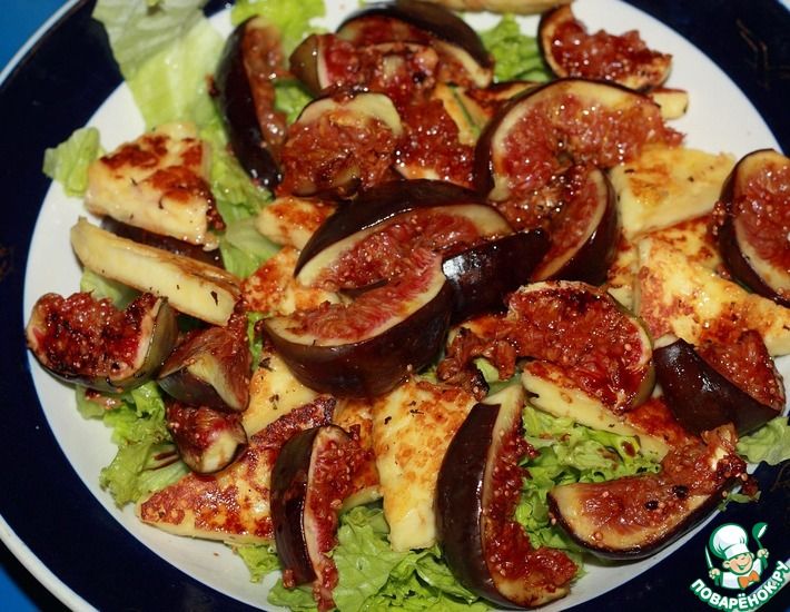 Рецепт: Салат с халуми и инжиром