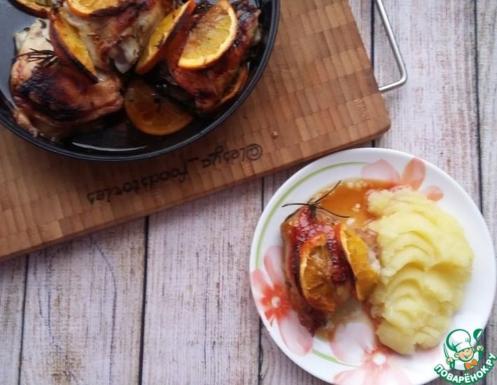 Рецепт: Куриные бедра с апельсинами