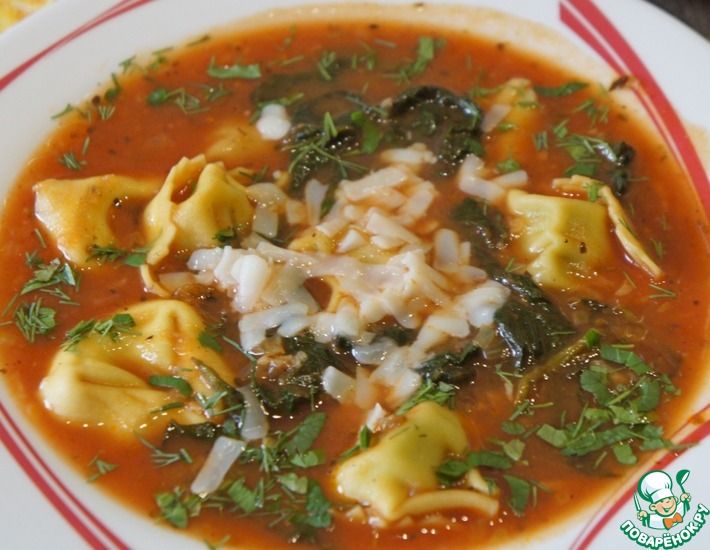 Рецепт: Итальянский томатный суп с тортеллини