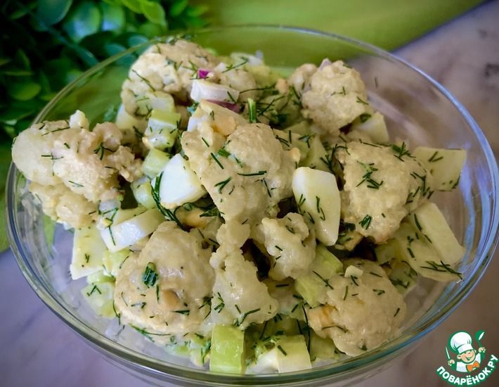 Рецепт: Салат из запеченной цветной капусты