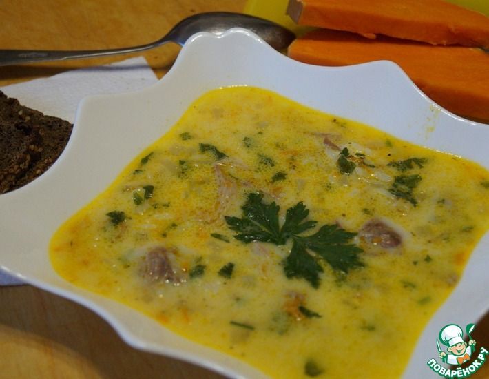 Рецепт: Сырный суп с осенними овощами