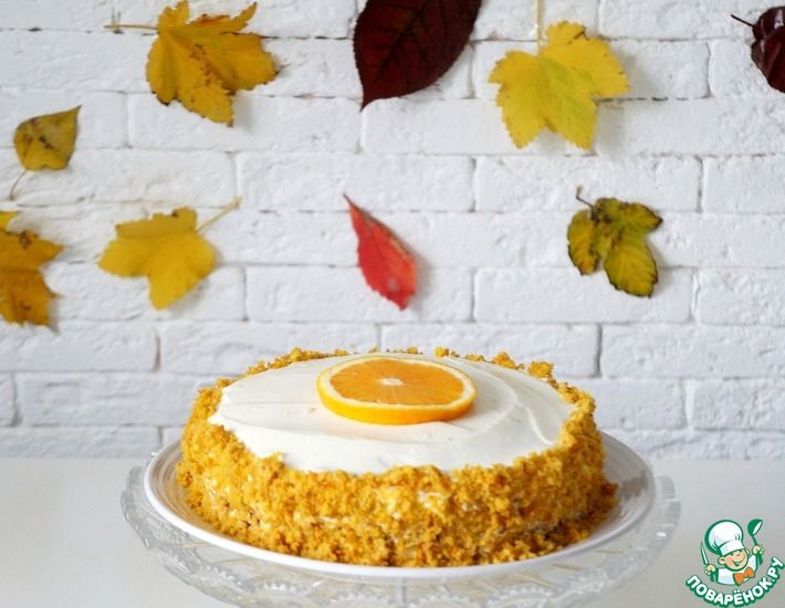 Рецепт: Тыквенно-апельсиновый домашний торт