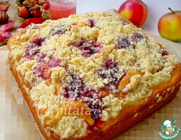 Рецепт: Яблочный пирог с вареньем и штрейзелем