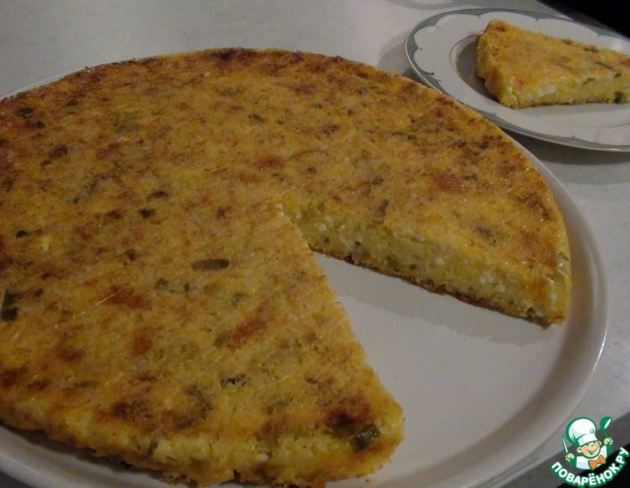 Рецепт: Кукурузный пирог Диетический с луком-пореем