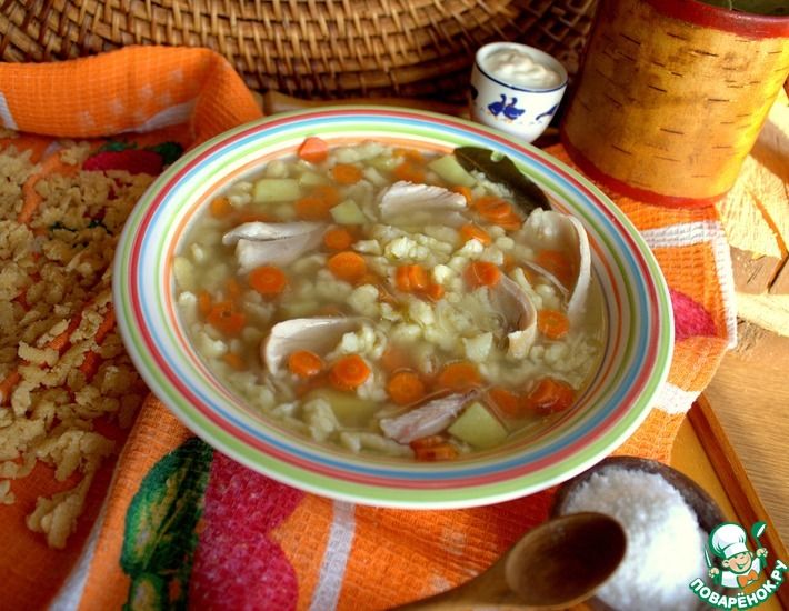 Рецепт: Куриный суп с тёртой лапшой
