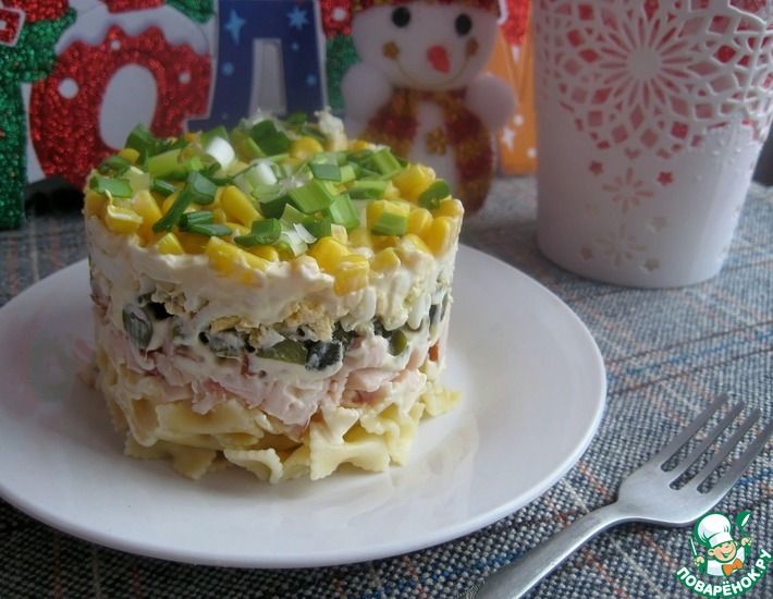 Рецепт: Слоеный макаронный салат