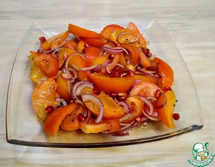 Рецепт: Салат из помидоров и хурмы