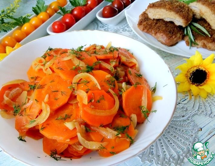 Рецепт: Тушеная морковь с луком-бальзамик