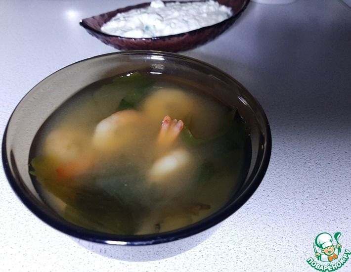Рецепт: Мисо суп с креветками