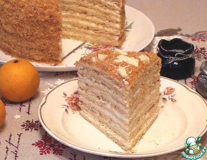 Рецепт: Слоеный творожный торт