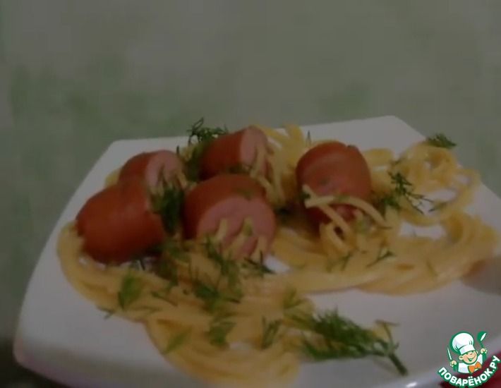 Рецепт: Спагетти с Сосисками