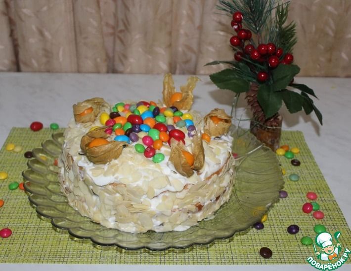 Рецепт: Торт сметанник с мандариновым джемом