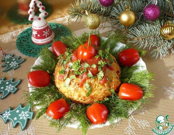 Рецепт: Новогоднее блюдо Картофельные шары с начинкой