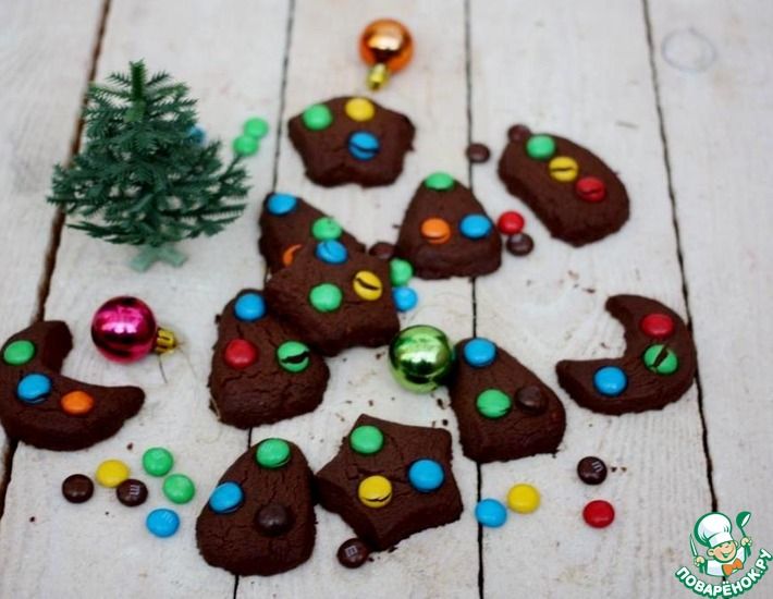Рецепт: Шоколадное печенье с шоколадным драже