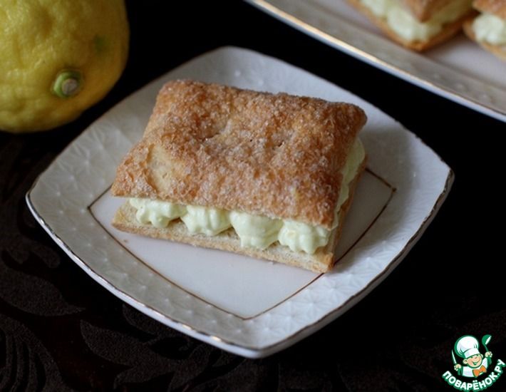 Рецепт: Слоёное печенье с лимонным кремом маскарпоне