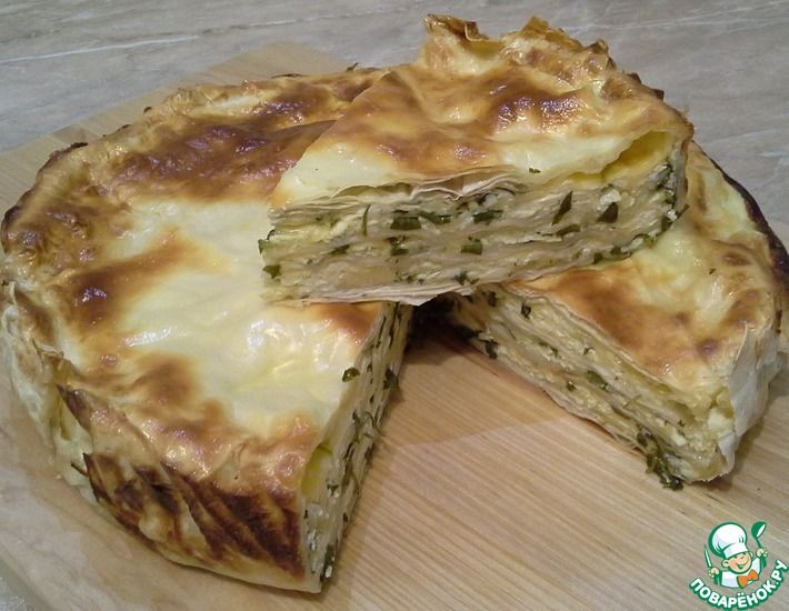Рецепт: Пирог из лаваша с сыром и зеленью