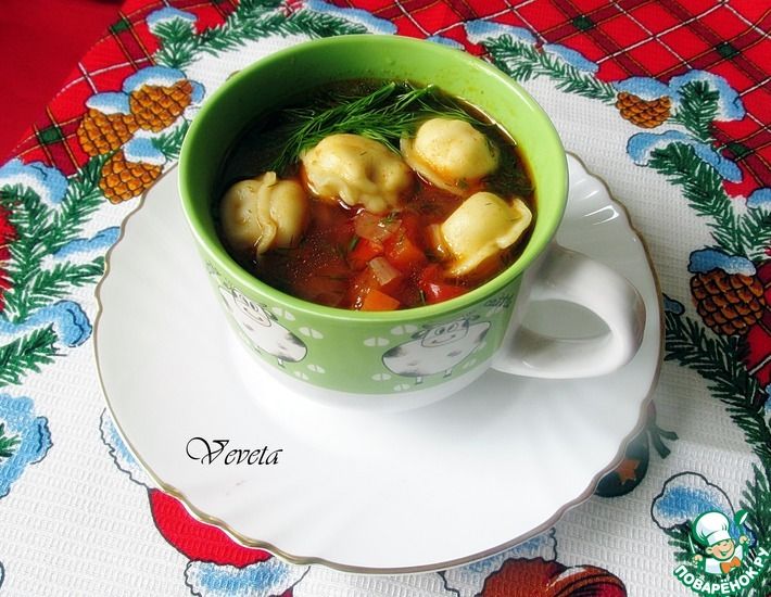 Рецепт: Суп с пельменями по-узбекски