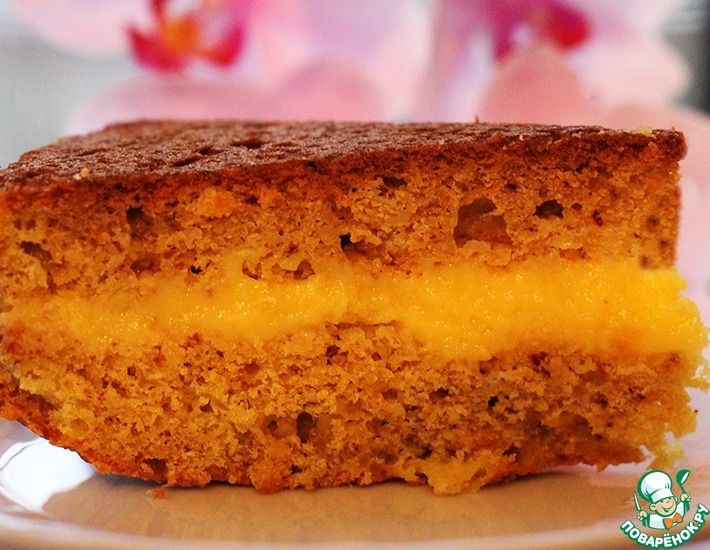 Рецепт: Апельсиново-миндальный пирог с апельсиновым кремом