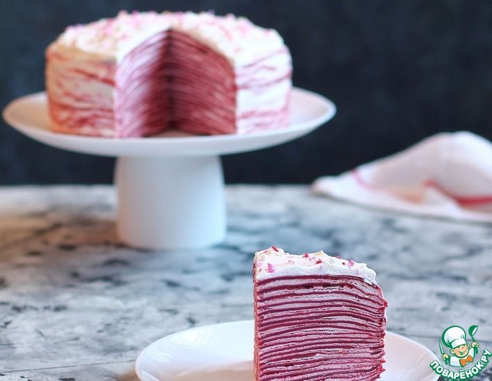 Рецепт: Блинный торт Красный бархат