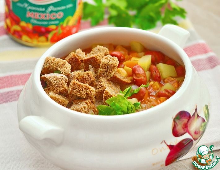 Рецепт: Быстрый суп с овощной смесью Мехико