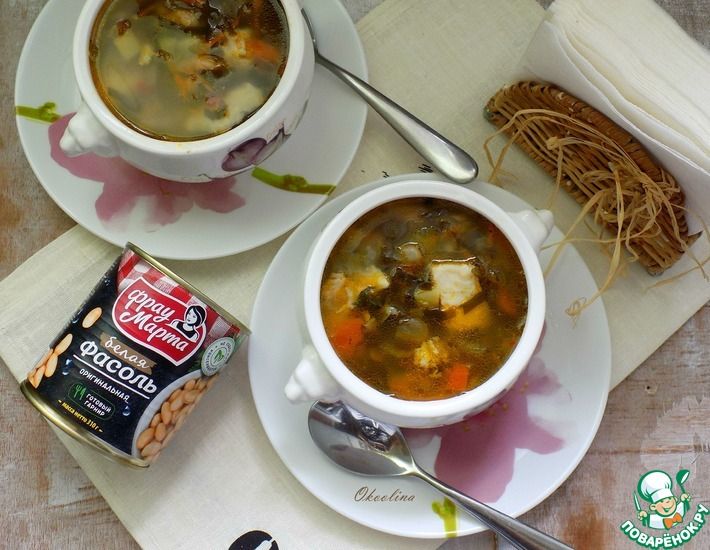 Рецепт: Суп с морской капустой и фасолью
