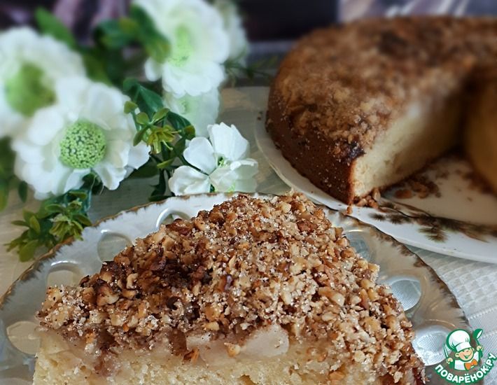 Рецепт: Творожный пирог с яблоком и орехами