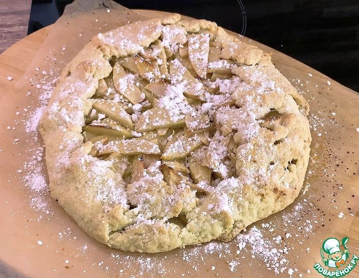 Рецепт: Постный открытый пирог с яблоками