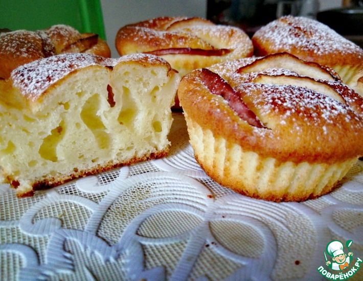 Рецепт: Нежные творожные кексы с яблоками. Творожные маффины