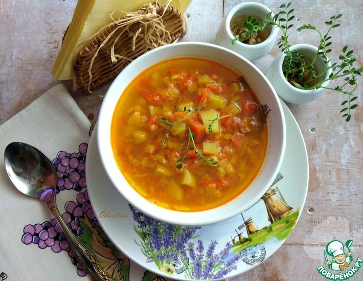 Рецепт: Суп гороховый карри с имбирём