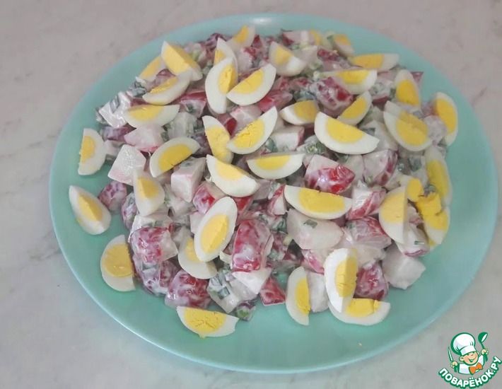 Рецепт: Салат из редиски и перепелиных яиц