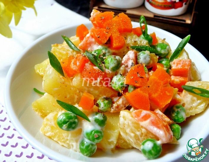 Рецепт: Русский овощной салат с горошком