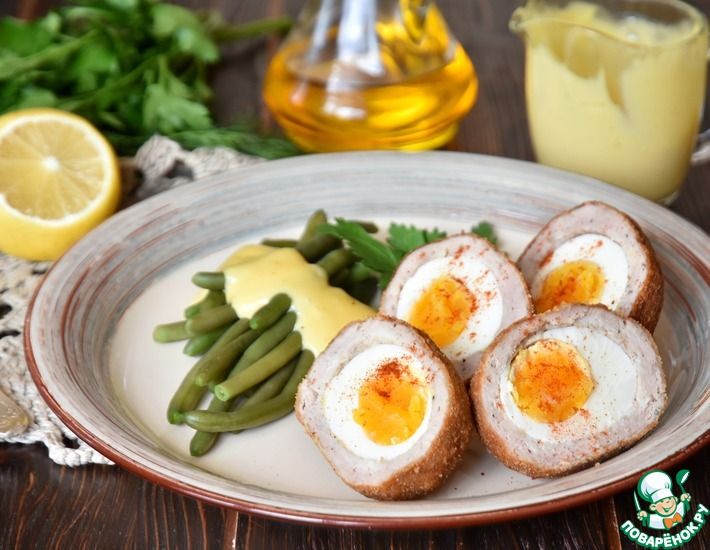 Рецепт: Яйца по-шотландски под соусом голландез