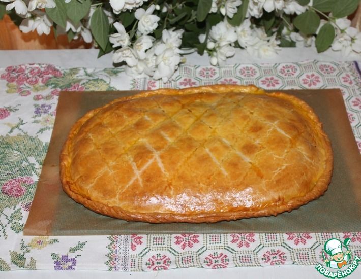 Рецепт: Песочный пирог с фаршем и картофелем