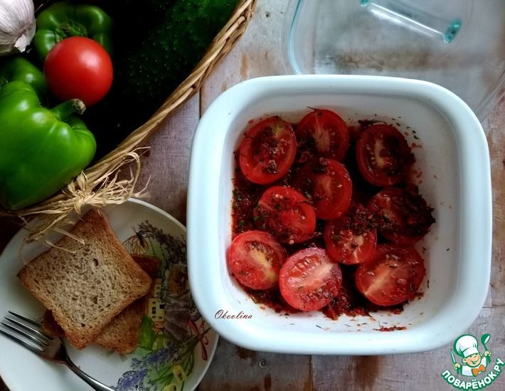 Рецепт: Закусочные перечные помидоры быстрые