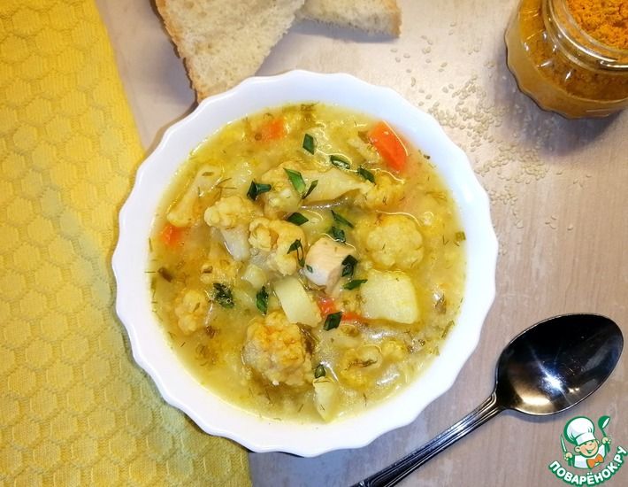 Рецепт: Суп с цветной капустой и пшеном