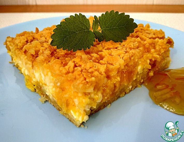 Рецепт: Тёртый пирог с творогом и апельсином