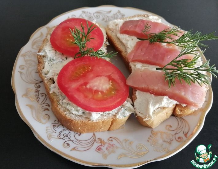 Рецепт: Бутерброды с домашним творожным сыром