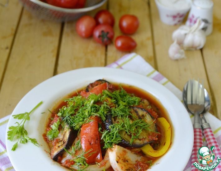 Рецепт: Овощи-гриль в остром томатном маринаде