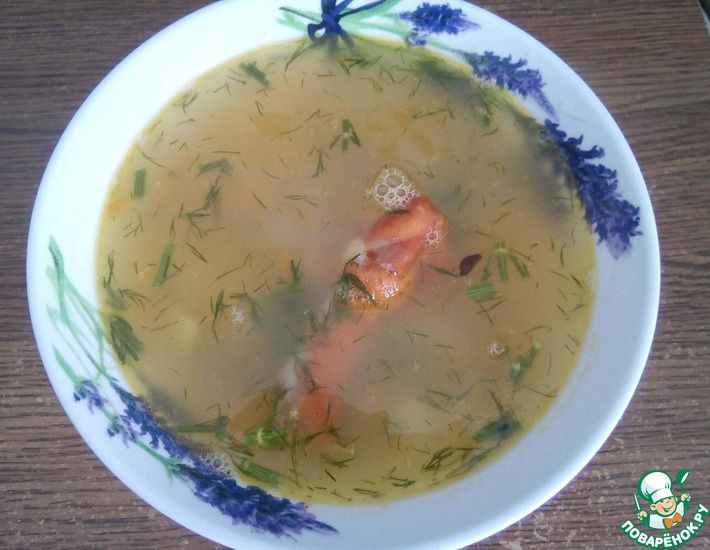 Рецепт: Гороховый суп с копчеными крылышками