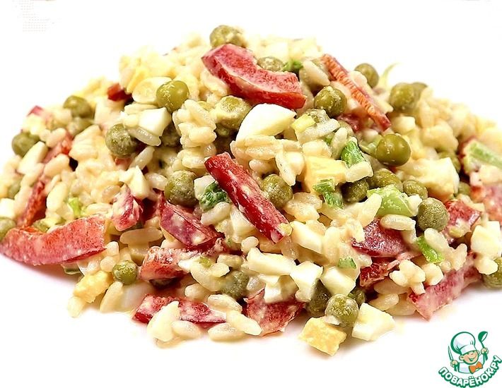 Рецепт: Салат с зеленым горошком и красным перцем