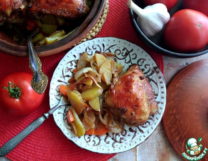 Рецепт: Куриные бёдра с овощами и репой