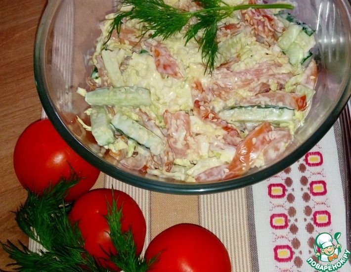 Рецепт: Летний салат с карпаччо из куриной грудки