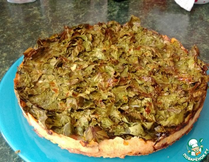 Рецепт: Пирог с листовым салатом и ветчиной Осенний вальс