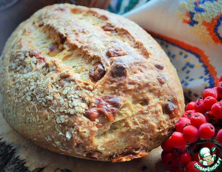 Рецепт: Хлеб с отрубями, сыром и маслинами
