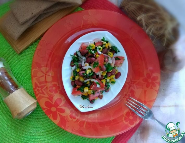 Рецепт: Овощной салат-закуска с красной фасолью