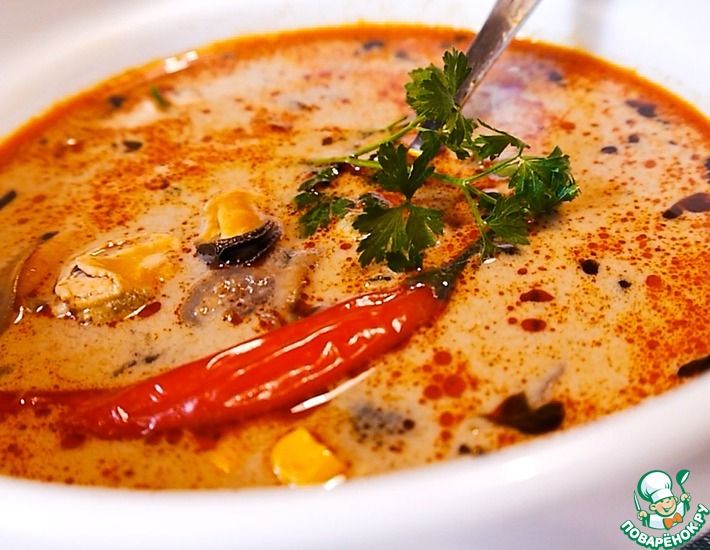 Рецепт: Суп Том Ям с морепродуктами