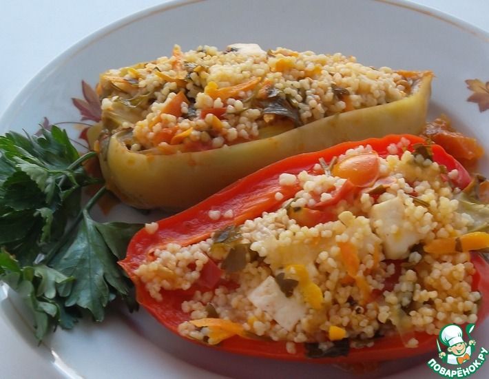 Рецепт: Фаршированный перец с овощами и кускусом