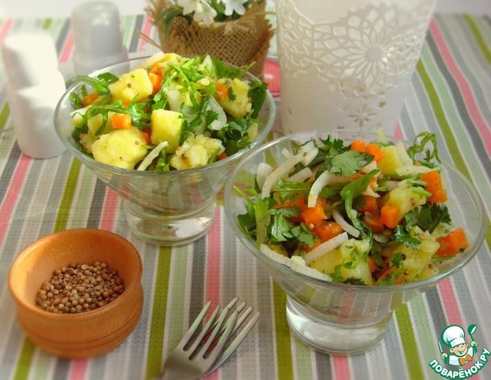 Рецепт: Овощной салат с кинзой и зернами кориандра