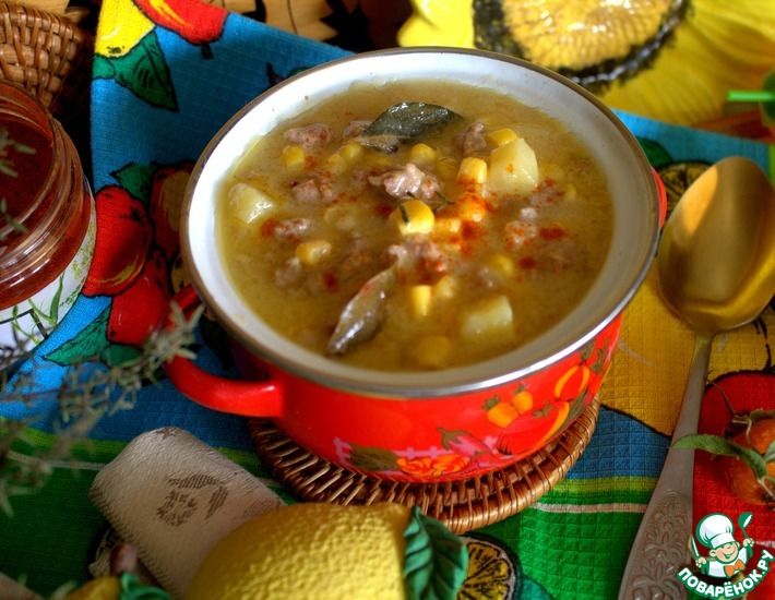 Рецепт: Похлёбка с фаршем и кукурузой