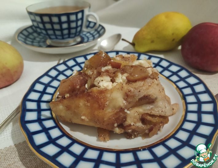 Рецепт: Пирог из лаваша творога и яблок